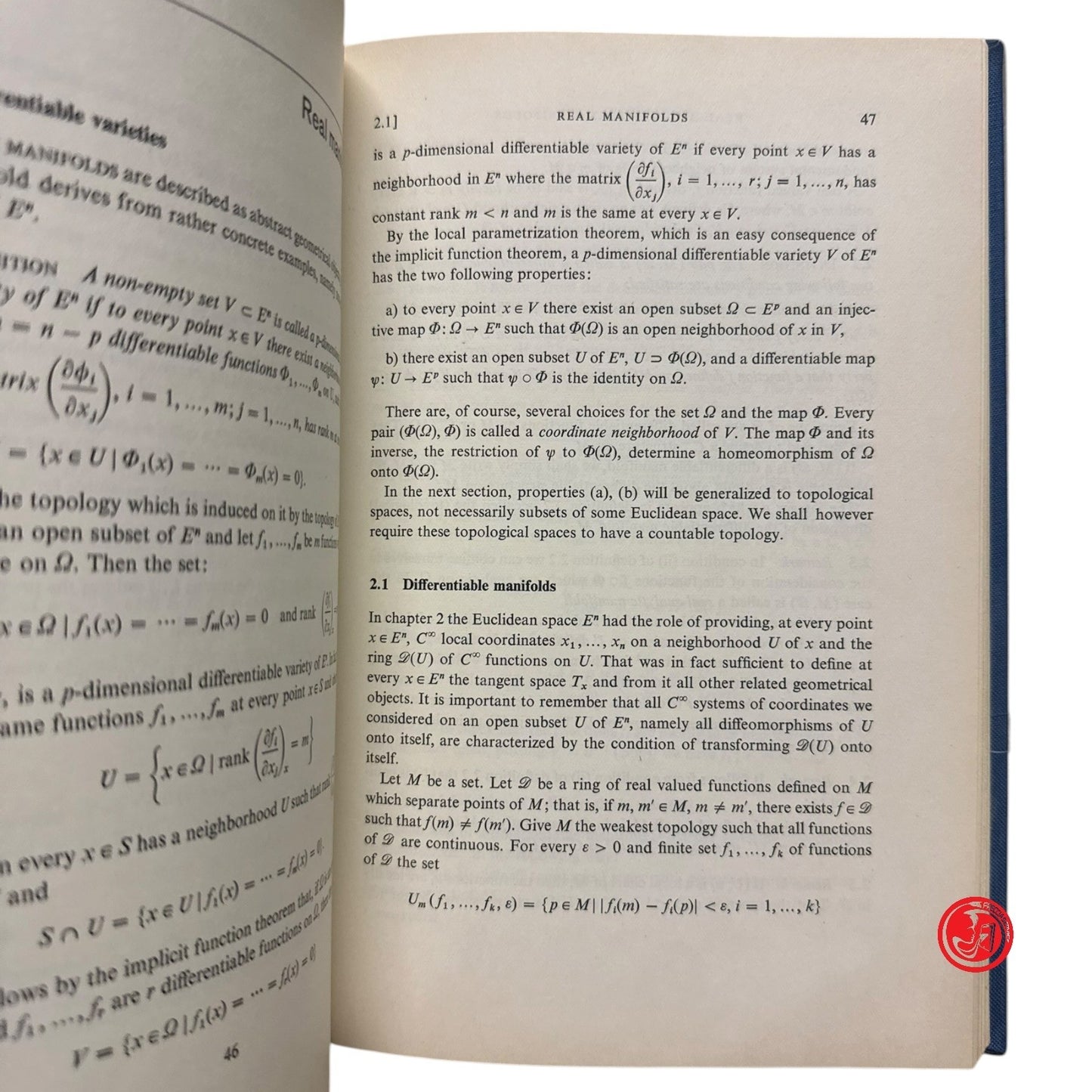 Matematica - G. Sorani - An introduction to real and complex manifolds