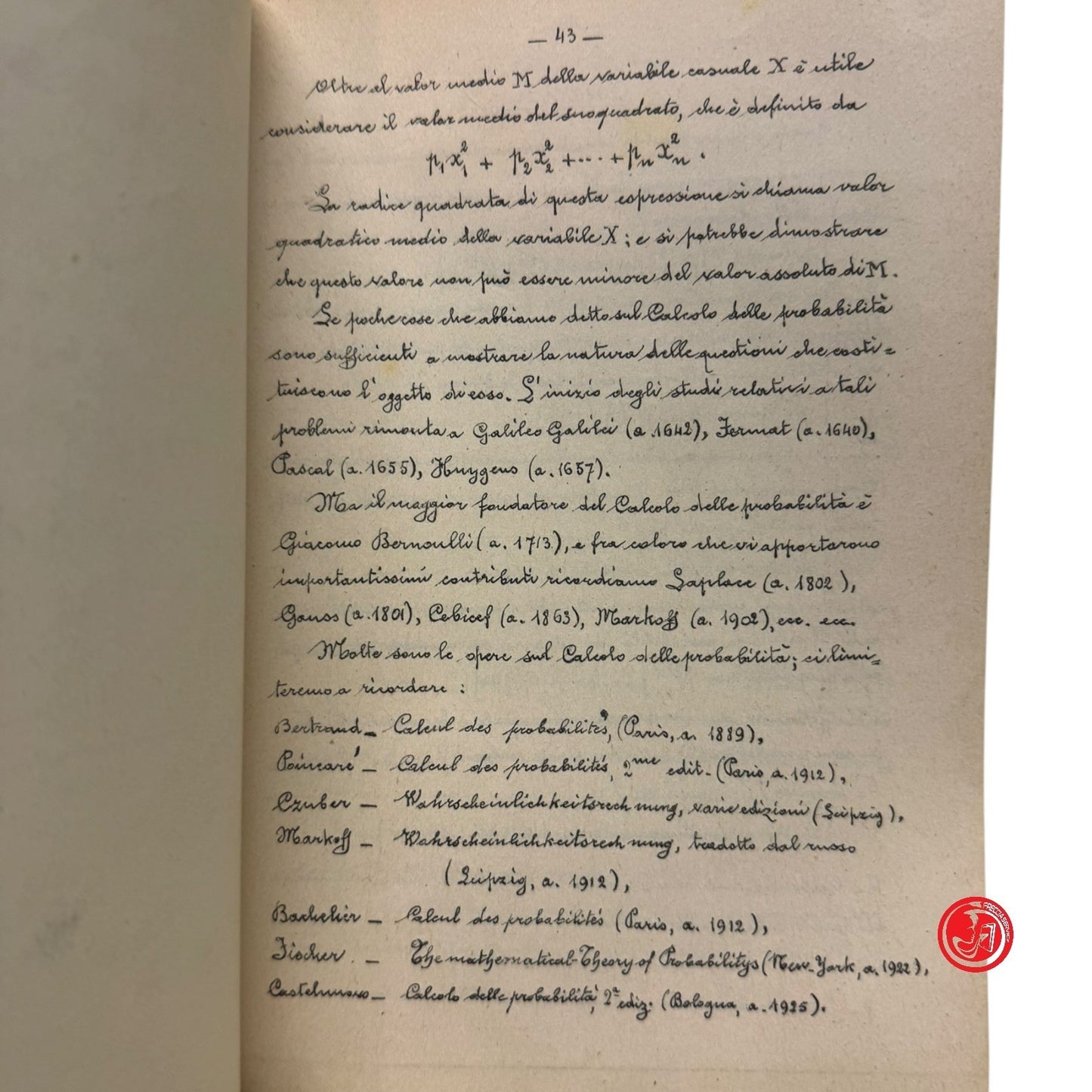 Matematica - Prof. T. Boggio - Elementi di matematica attuale