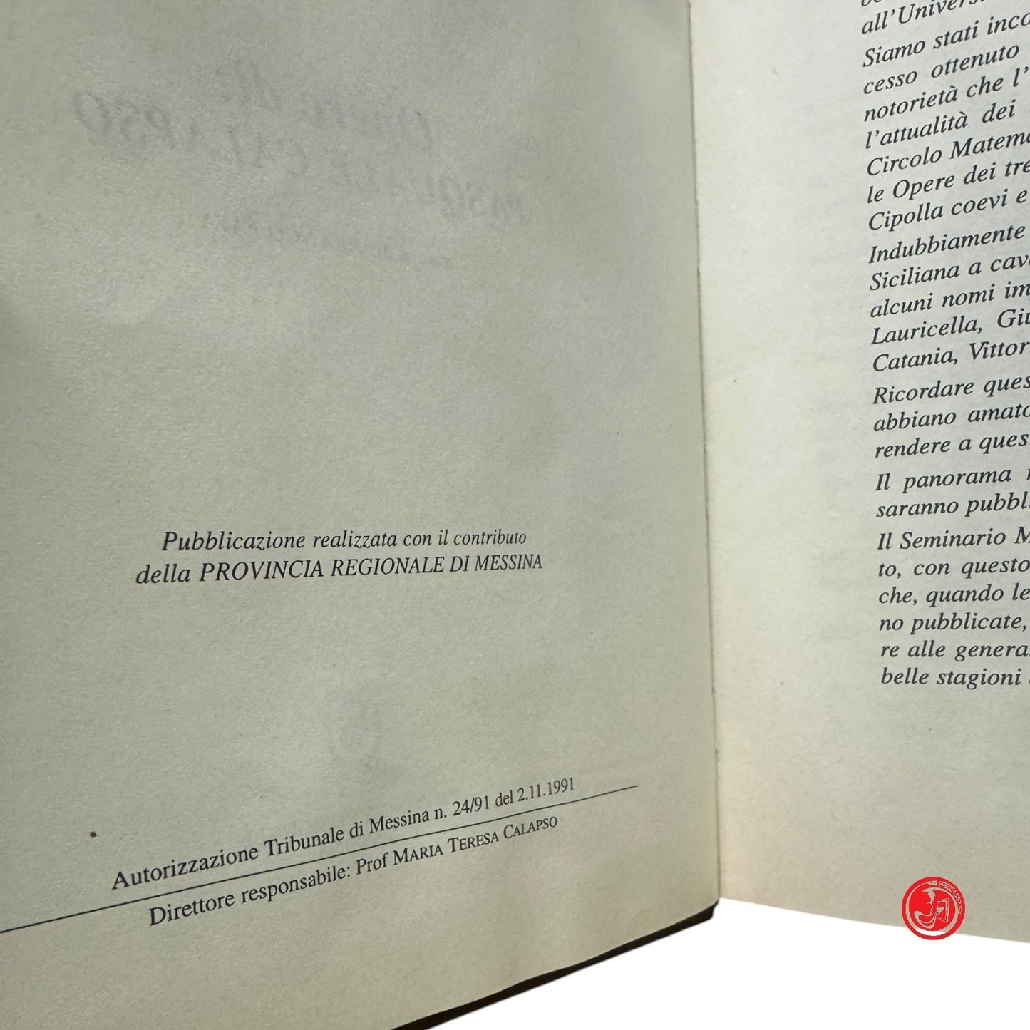 Matematica - P. Calapso - Rendiconti del seminario matematico di Messina