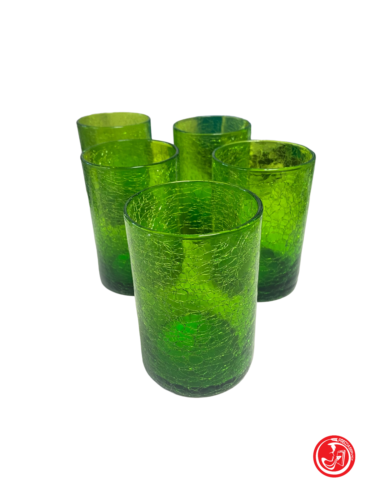 Set of blown glass glasses - green