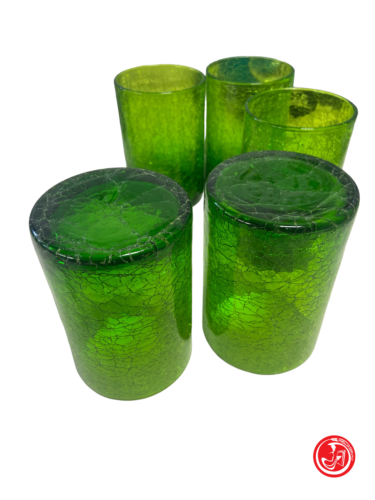 Set of blown glass glasses - green