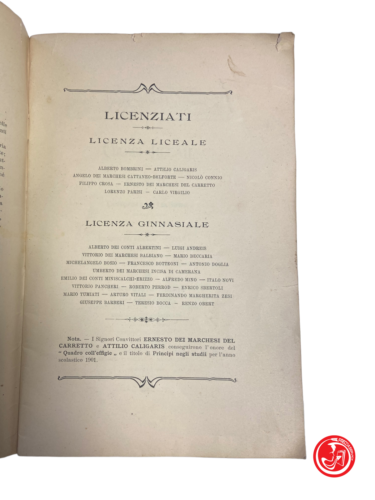 Noms des étudiants ayant reçu des prix ou des distinctions en 1901