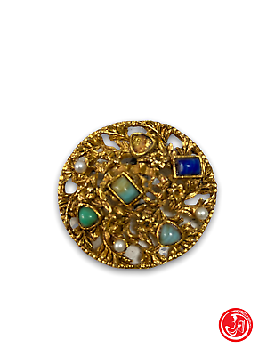 Vintage brooch with colored stones