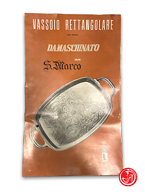 Vassoio rettangolare con manici - Damaschinato style S.Marco