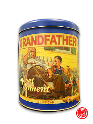 Grandfather cylindrical tin box - Sweet moment