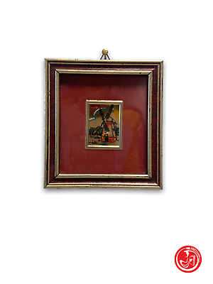 Handmade picture with frame on 23kt gold leaf