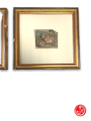 4 paintings made with the drawing technique - original signature