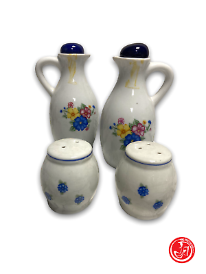 Oil and salt, pepper and vinegar set - ceramic