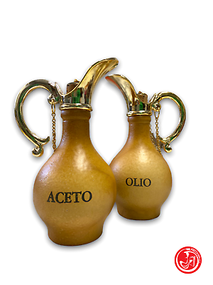 Set aceto, olio, formaggio, sale e pepe in ceramica - vintage