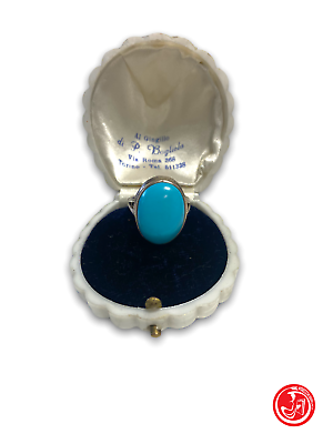 Silver ring with blue stone - vintage