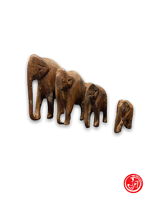 Family of wooden elephants