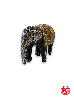 Elefante portafortuna - decorato con pietre e perline