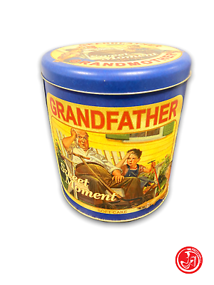 Grandfather cylindrical tin box - Sweet moment