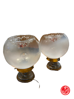 Vintage glass wall lamps