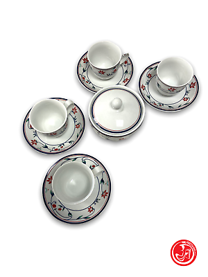 Coffee service with sugar bowl - Royal Porcelain - 223 Scarlet