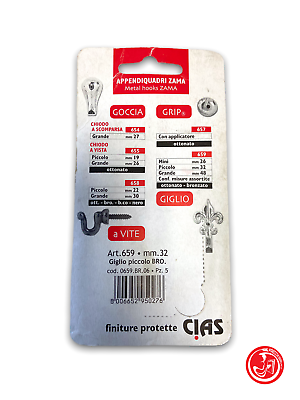 CIAS - Gancio per quadri, Giglio, 32mm , 5pz