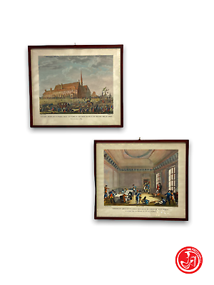 Antique paintings of historical images in frames