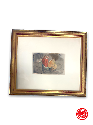 4 paintings made with the drawing technique - original signature