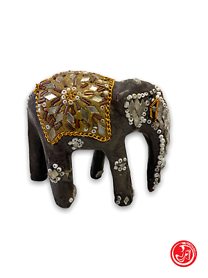 Elefante portafortuna - decorato con pietre e perline