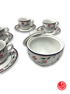 Coffee service with sugar bowl - Royal Porcelain - 223 Scarlet