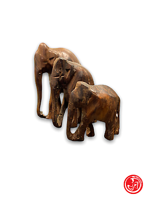 Family of wooden elephants