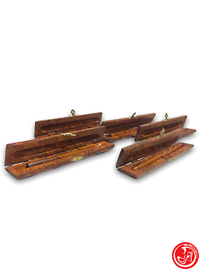 5 portapenne in legno di radica