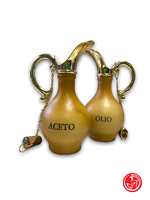 Set aceto, olio, formaggio, sale e pepe in ceramica - vintage