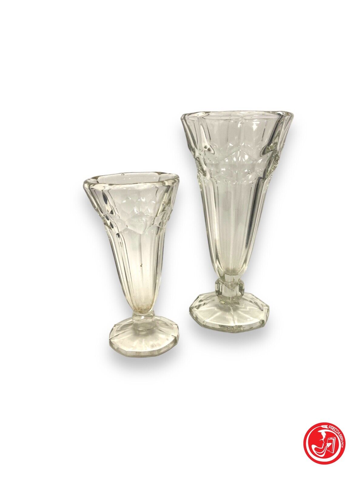 Pair of glass water and wine glasses 