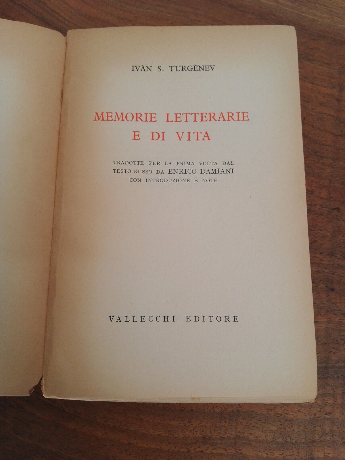 Memorie letterarie e di vita, I. S. Turgenev, Vallecchi