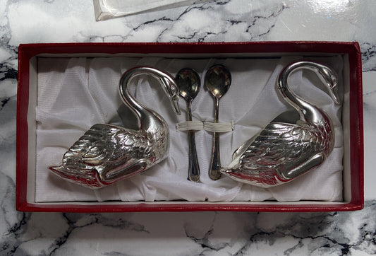 Silver Plated Bugatti Swans + Spoons