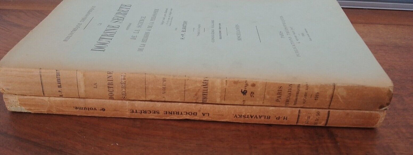 La Doctrine Secrete - Miscellanees - 2 Vol.- H.P. Blavatsky - 1919-24 Raro