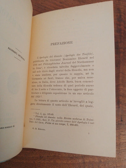 Apologie du diable - GB Ehrard - Laterza 1943 + discours L. Stefanoni 1893