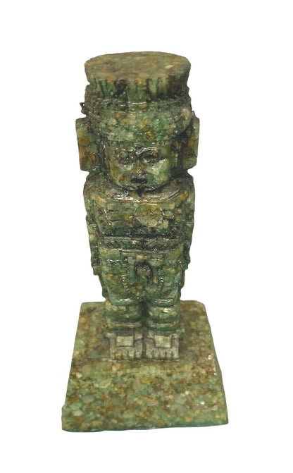 Totem statue in green crystal mineral stone