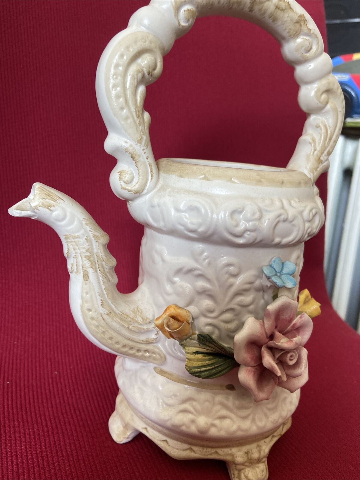 Ancient Capodimonte Teapot - Decorated White Porcelain