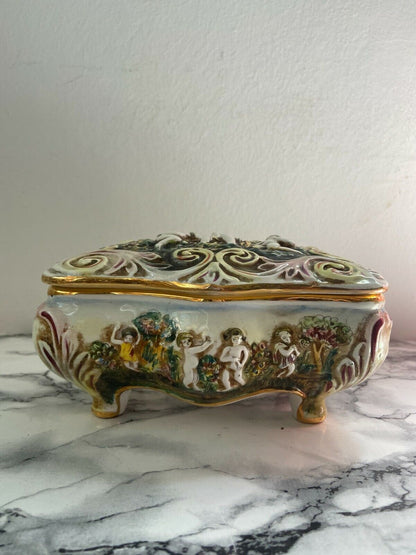 Arte e antiquariato - Capodimonte - Portagioie - Cofanetto - Ceramica originale