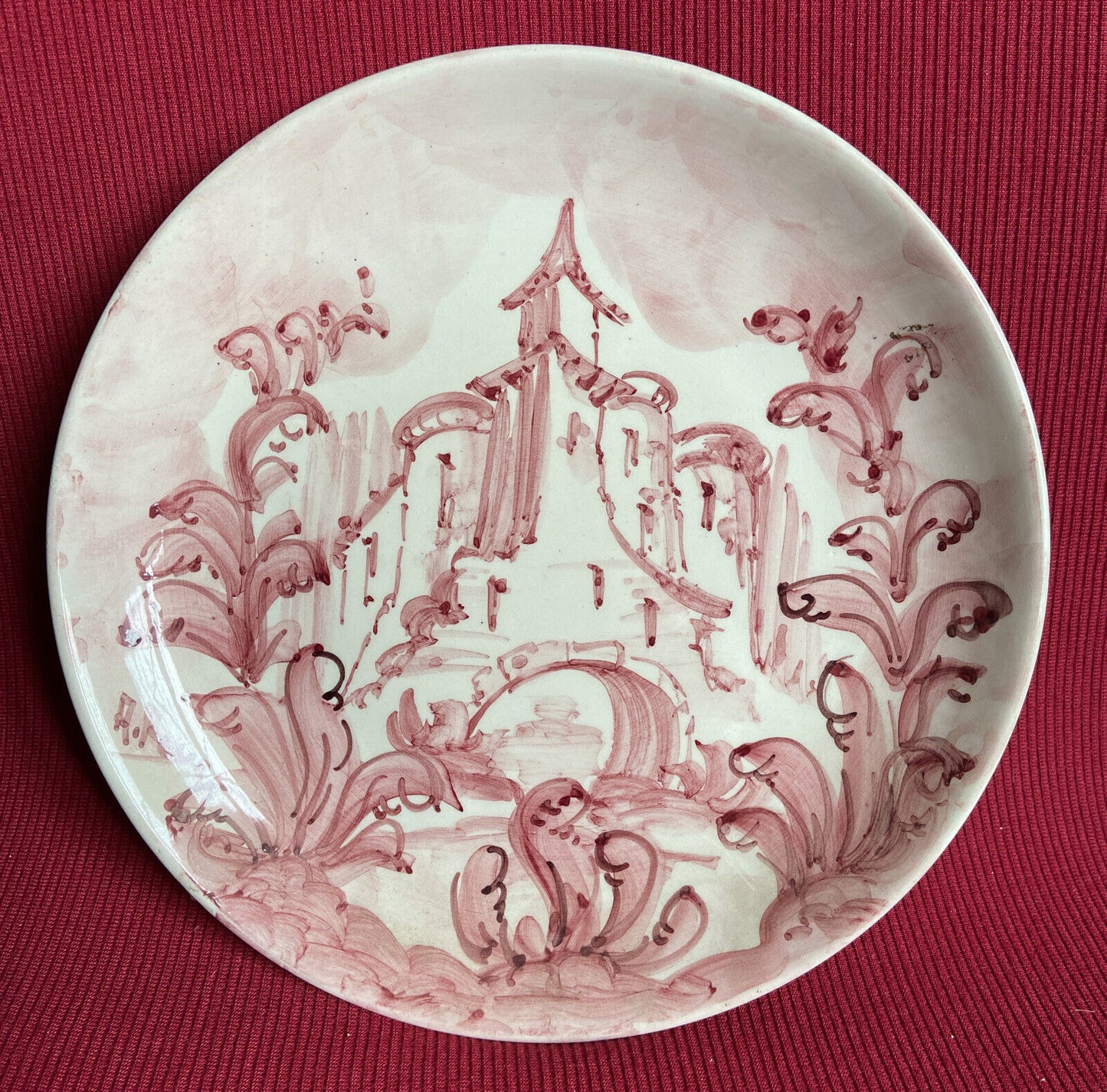 Trilogy of Plates LACA Albisola Hand Painted Pink