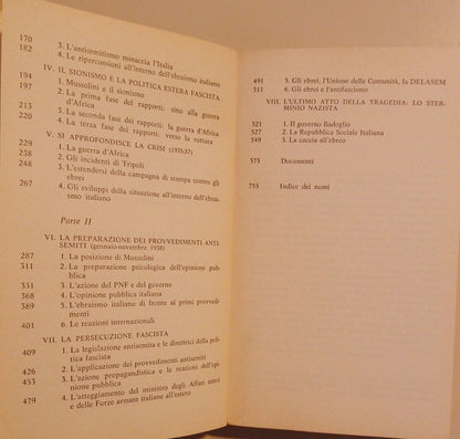 Renzo De Felice, HISTOIRE DES JUIFS ITALIENS SOUS LE FASCISME, vol. I/II, 1977