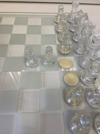 Chessboard in polished and satin glass 30.5x30.5cm