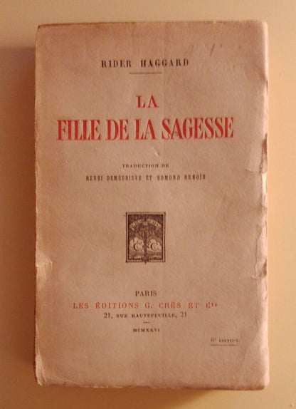 La Fille de la sagesse, Rider Haggard, Les editions G. Cres., 1926