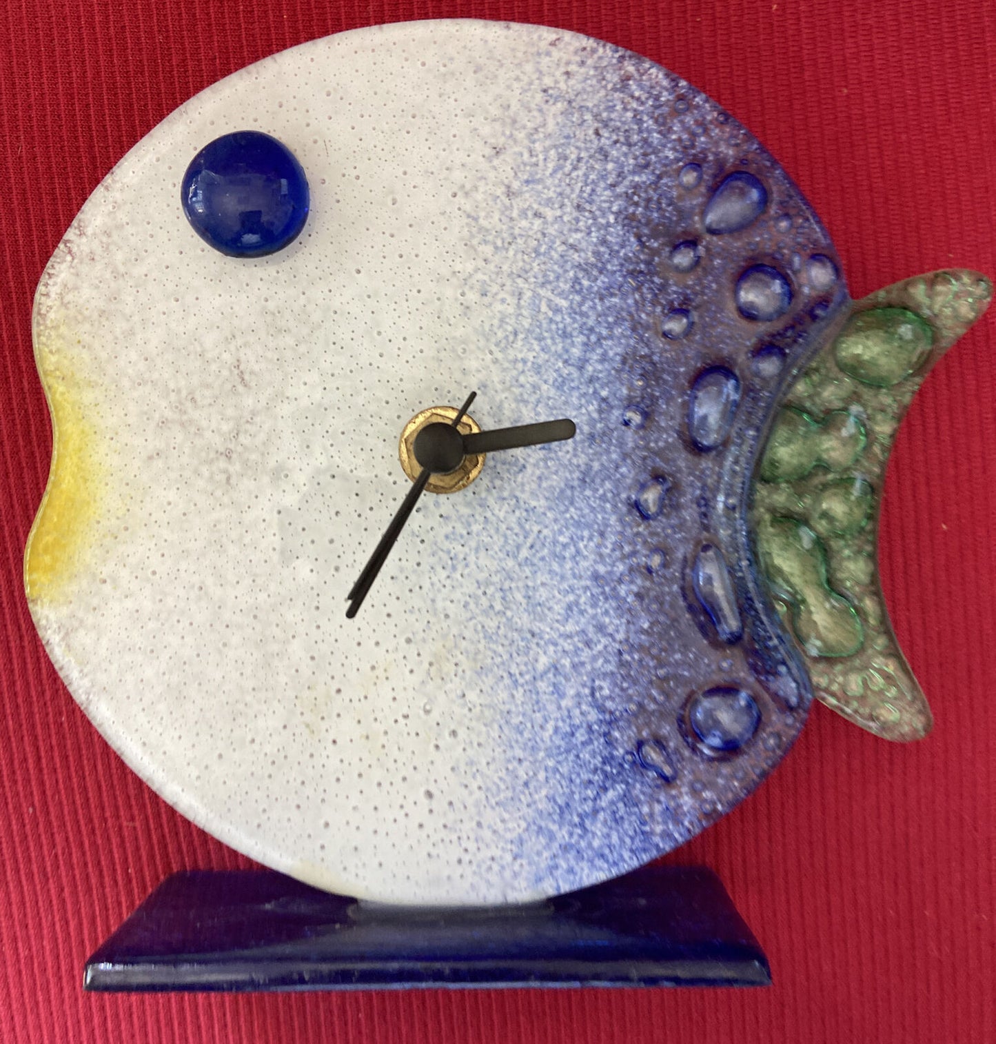 Fish Clock In Blown Glass