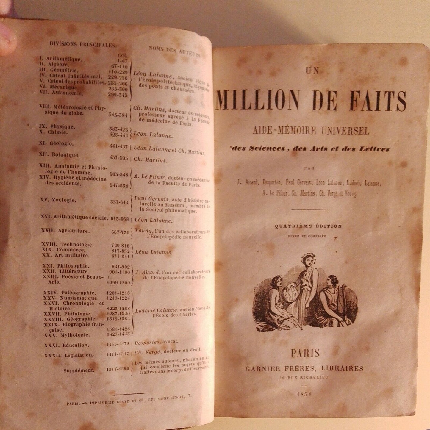 A MILLION DE FAITS - Garnier Freres, 1851