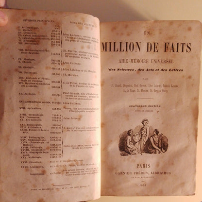 UN MILLION DE FAITS - Garnier Frères, 1851