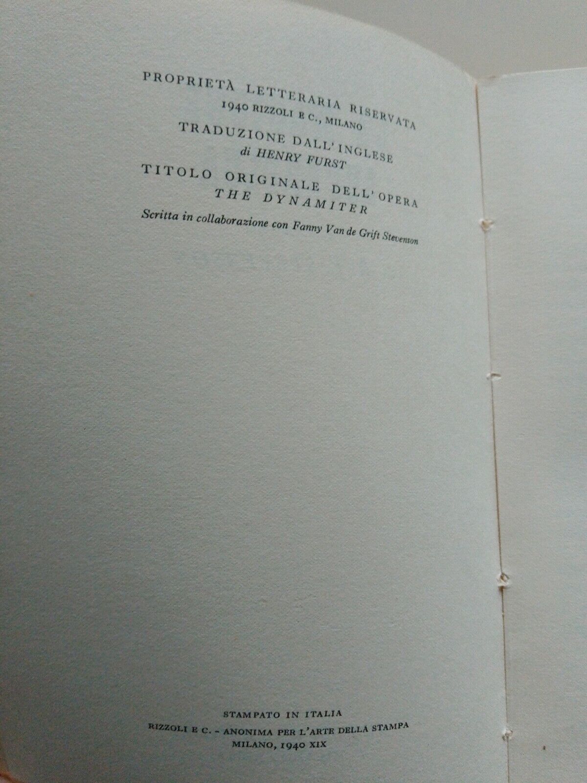Le manoir superflu, RL Stevenson, Rizzoli, 1940