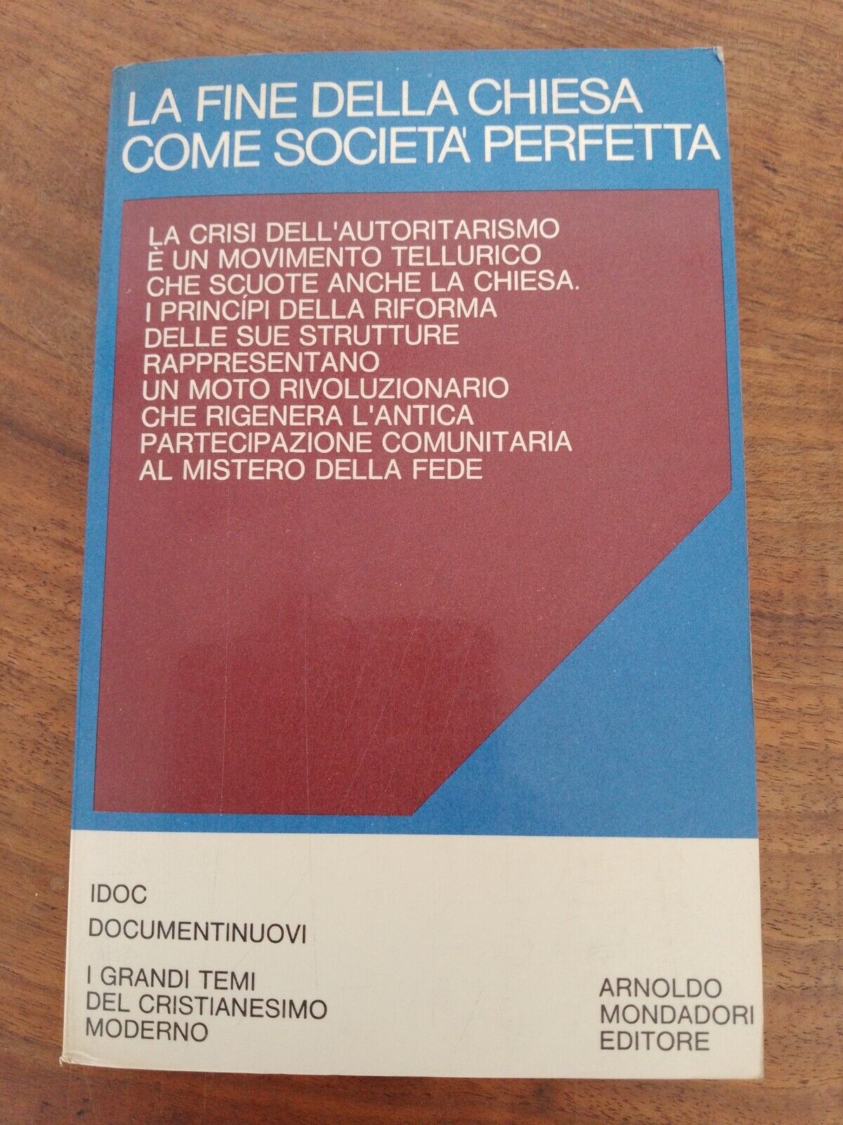 La fine della chiesa come società perfetta, Mondadori, Idoc 7, 1968 1^Ed.