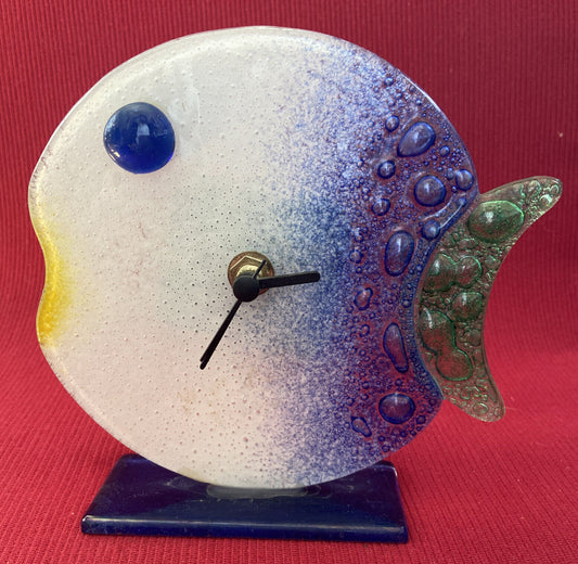 Fish Clock In Blown Glass