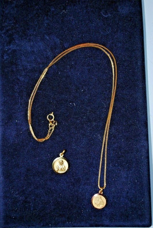 Collier vintage - médailles de Saint Antoine et du Sacré Cœur de Jésus