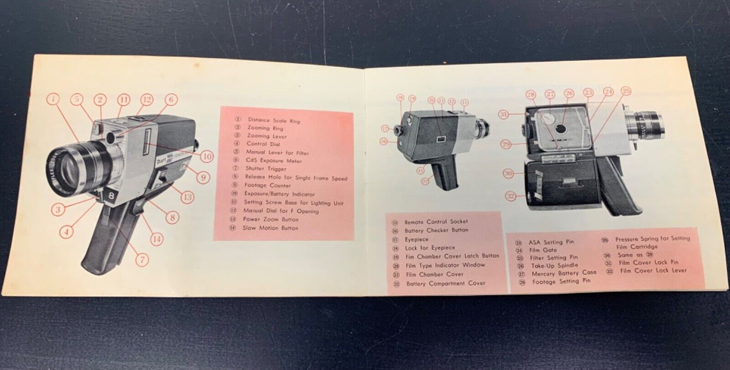 Vintage Super 8 Dart Chinon instruction booklet 