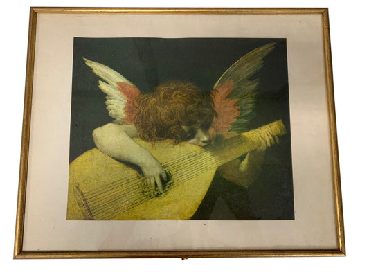 Musician angel vintage painting