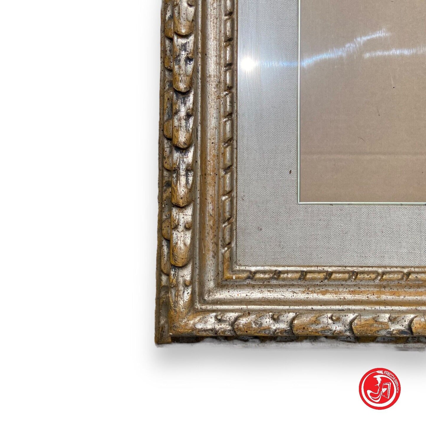 Wooden frame with golden paint and protective glass 30 x 36 cm