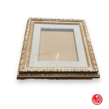 Wooden frame with golden paint and protective glass 30 x 36 cm